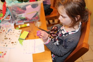 Working on her poster.