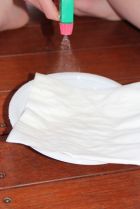 Pre-wetting the napkins.