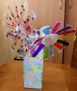 Finished vase with some of our flowers.