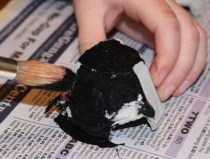 Painting the egg carton cups.