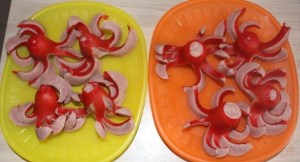 Frankfurt octopuses ready to eat.