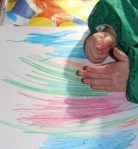 A colouring in her paper.