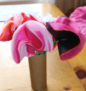 Roses in a makeshift vase.