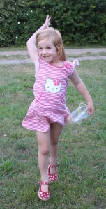 A throwing out reindeer food.